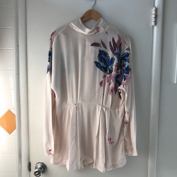 Free People High Neck Blush Floral Mini Dress 834 - Picture 2 of 8